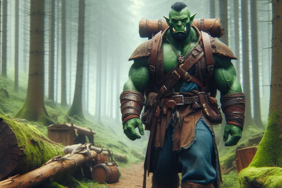 Orc walking through the forest.